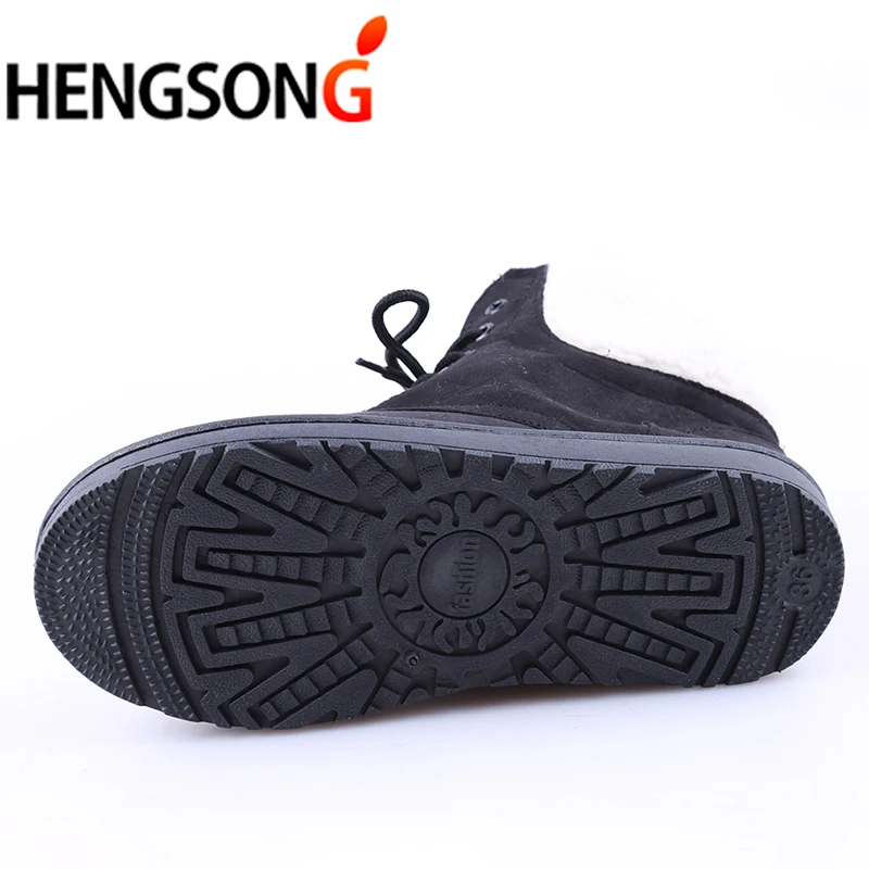 Classic Women Winter Boots Ankle Shoes Round Toe Lace-Up Flat With Female Warm ER400329 | Обувь