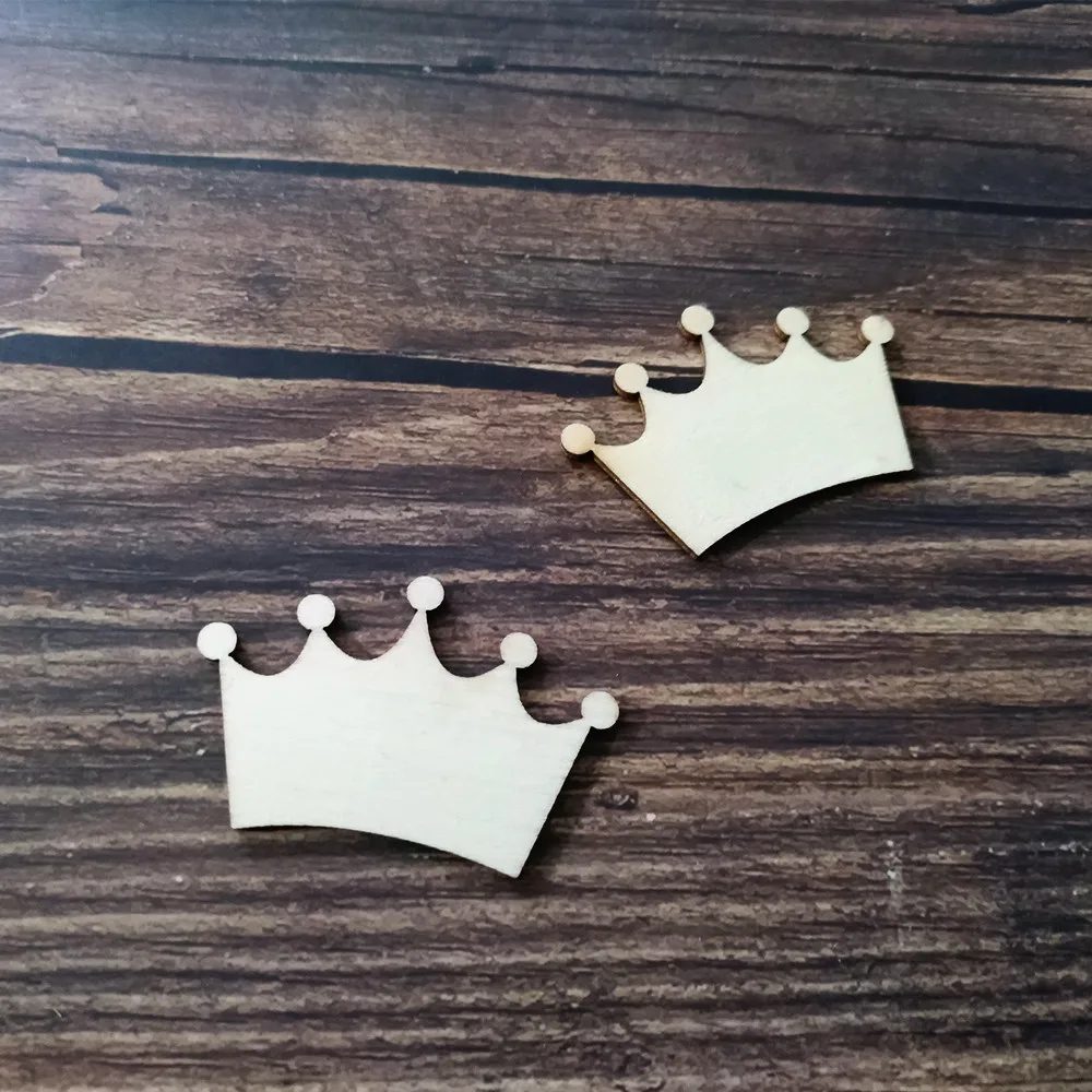 

(60pcs/Lot) 33mmx 50mm Home Decor DIY Natural Wooden Crown Crafts Modern Art Card Making Rustic Wood Cute Wedding Ornaments