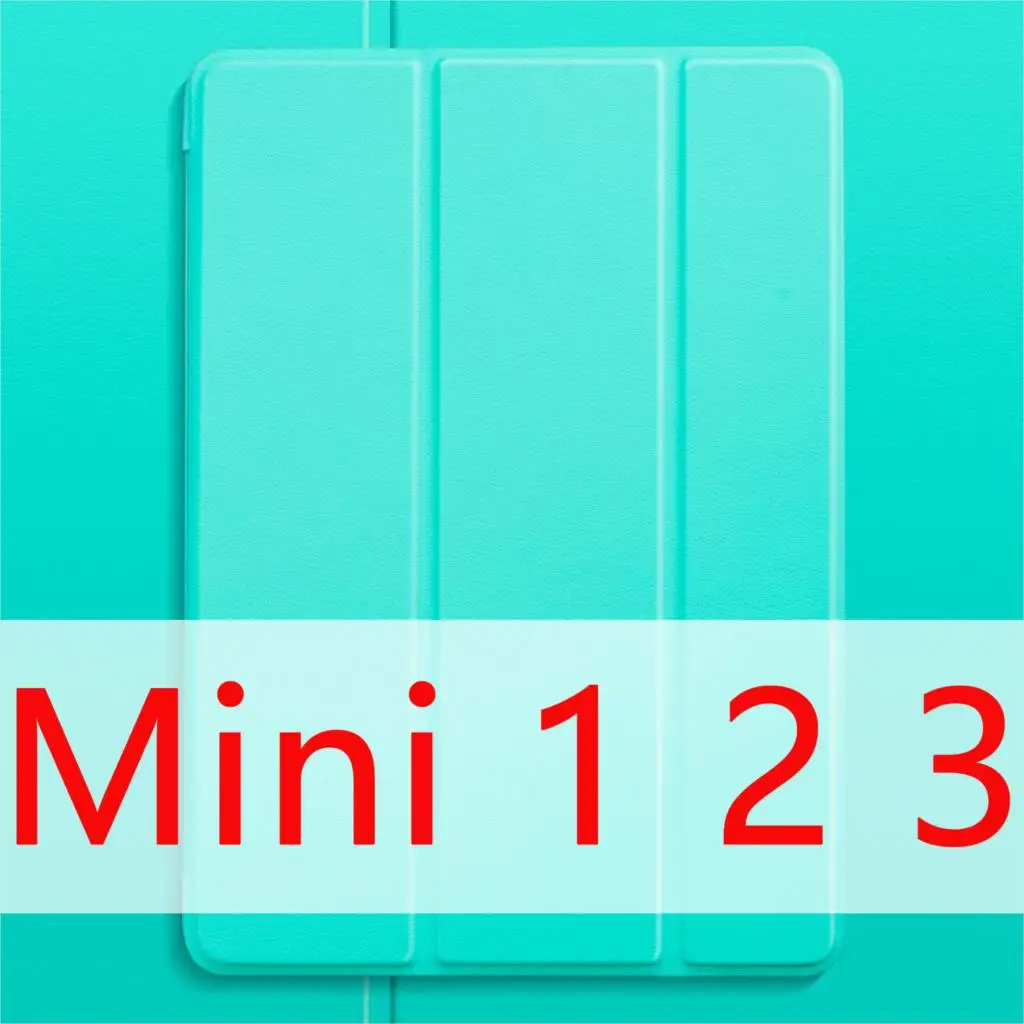 Для iPad Mini 4 Чехол Mini 2 3 1 Mini 5 чехол, ультра тонкий легкий трехслойный Стенд мягкий ТПУ для iPad Mini5 чехол крышка Капа - Цвет: Mint 123