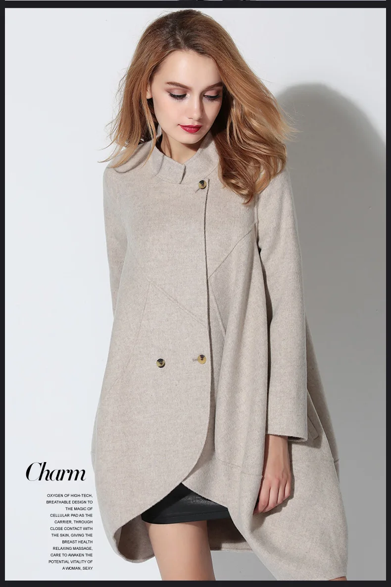 

2019 handmade double-sided cashmere coat cape loose big yards fashion wild-type coat new listing