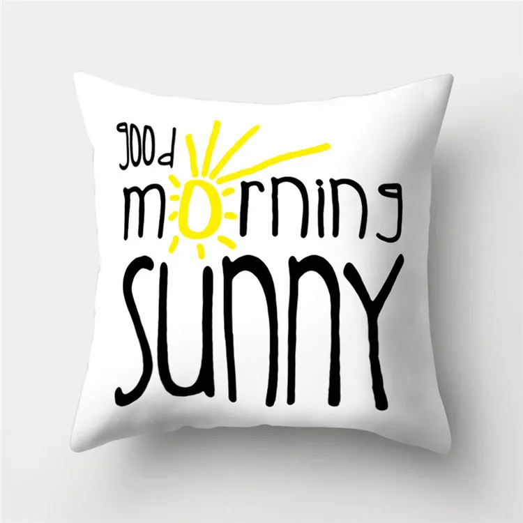 Чехол для подушки из полиэстера на желтой основе с принтом граффити домашнего