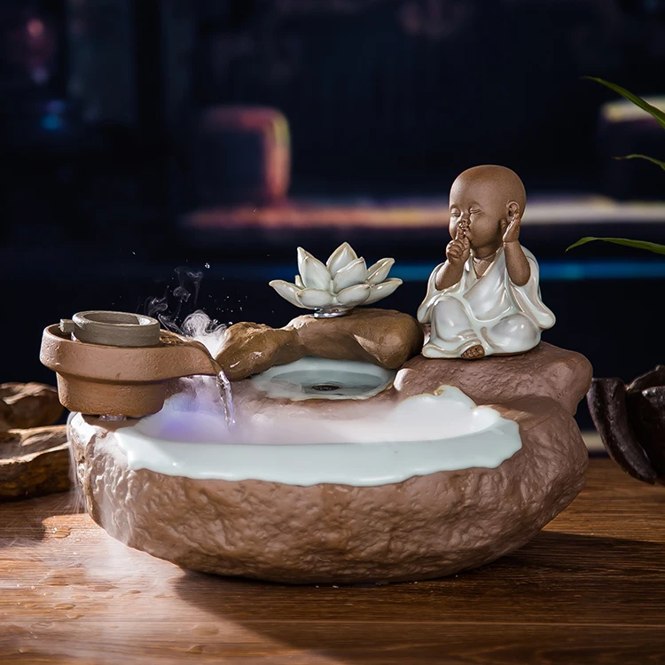 a Água é a Fonte de Cerâmica Porcelana Decoração Feng Shui Sorte Roda Umidificador Aquário Desktop Estudo Escritório