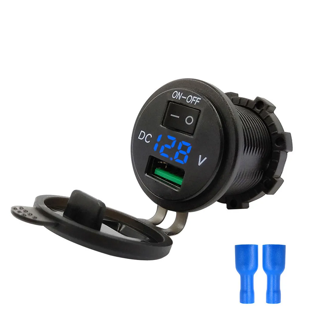 USB быстрое автомобильное зарядное устройство 12 24V адаптер для мотоцикла с