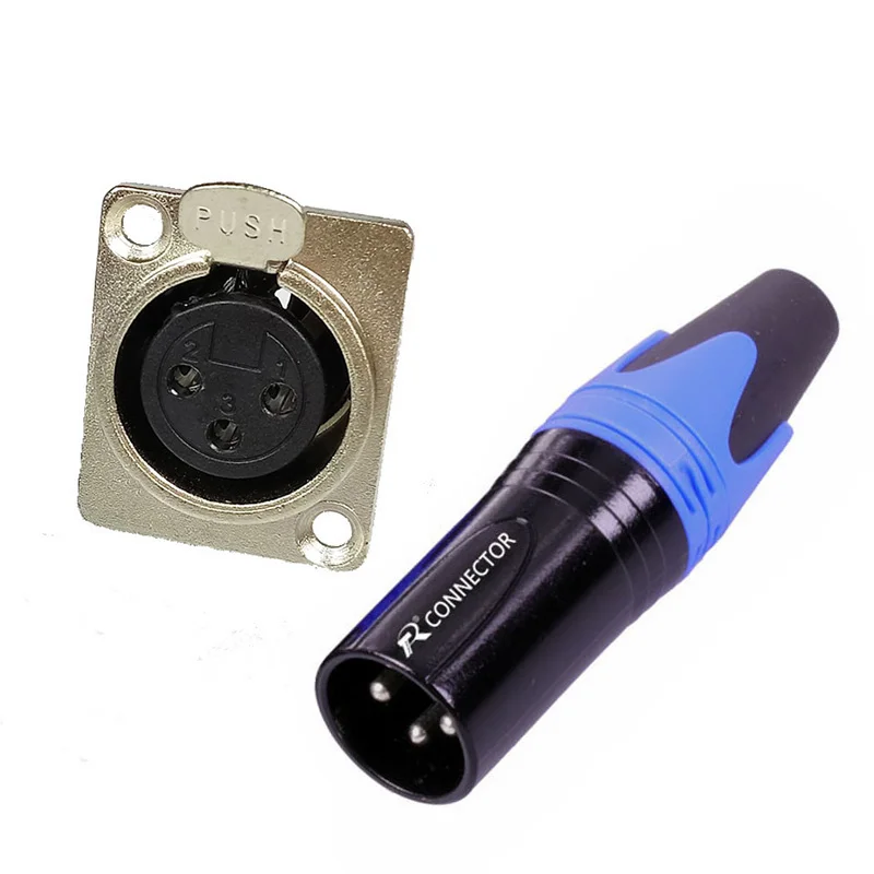 Blue (1 Set) 1 компл./лот 2 шт 3-контактный разъем XLR 1 шт. XLR Панель шасси держателя+ 1 шт. XLR Сделано в Китае с разъемом «папа» в наборе микрофон разъем адаптера - Цвет: Blue (1 Set)