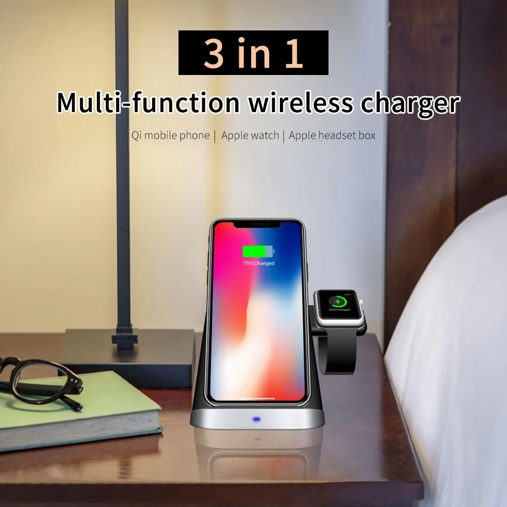 Qi Беспроводное зарядное устройство для iphone 8 Plus X XR XS MAX Apple Watch 4 3 2 Airpods Быстрая