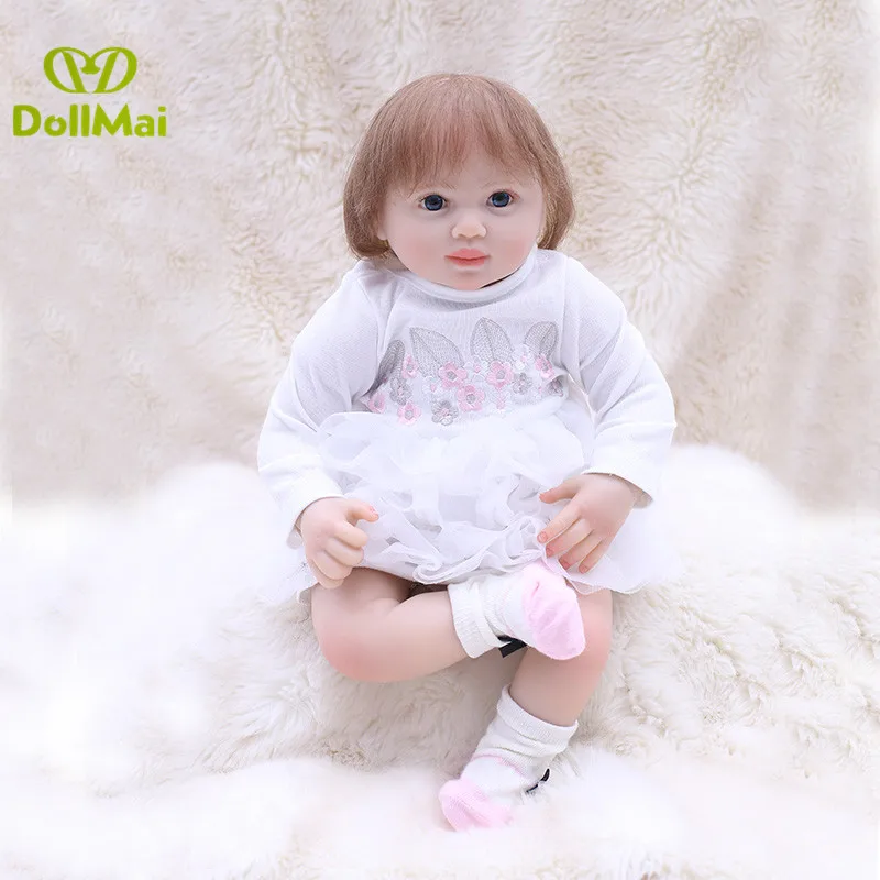 Белая красивая одежда для девочек 50 см Bebes 20 дюймов силиконовая Детская кукла