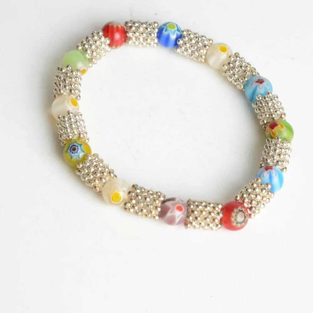 Круглый браслет с одним цветком из стекла модный романтичный разных цветов