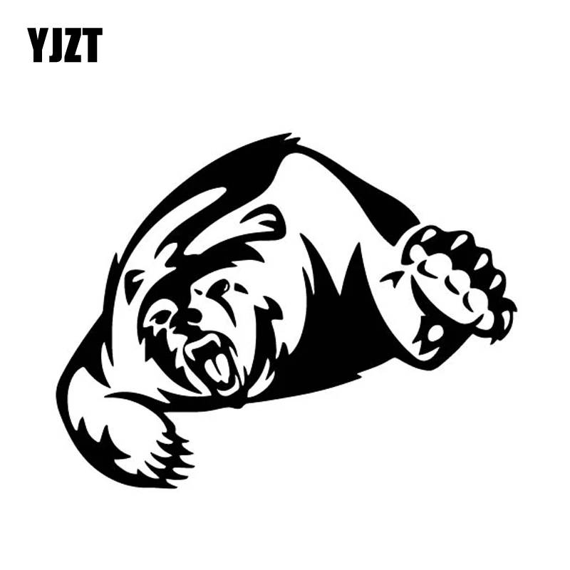 

YJZT 16.1CM*12.5CM Roaring Bear Vinyl Decal Body Of Car Decor Car Sticker Fashion Black/Silver C4-1352