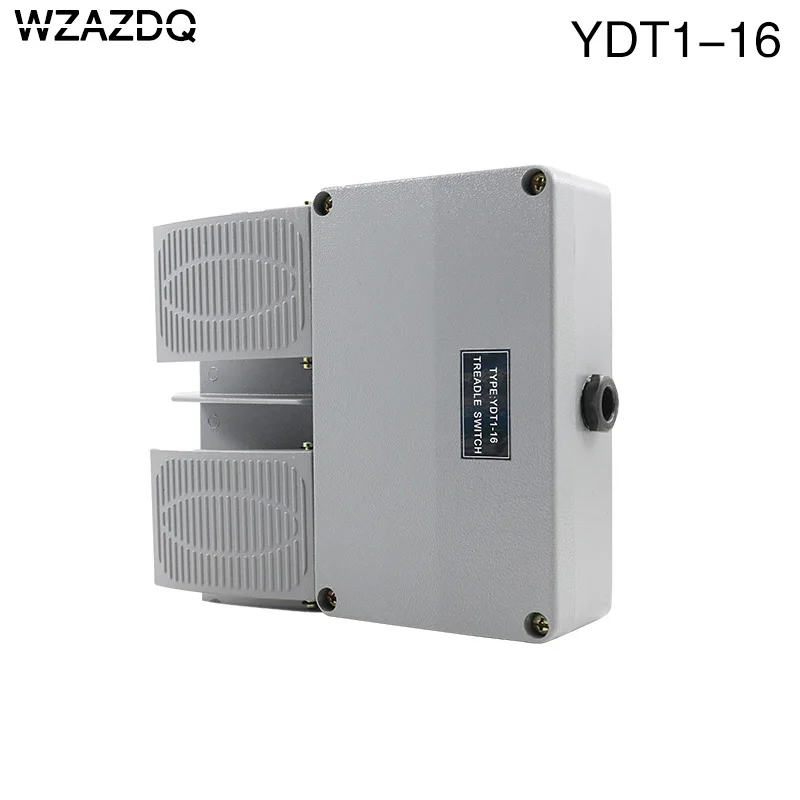 

WZAZDQ ножного переключателя YDT1-16 алюминиевый корпус серый двойная педаль станок аксессуары переключатель