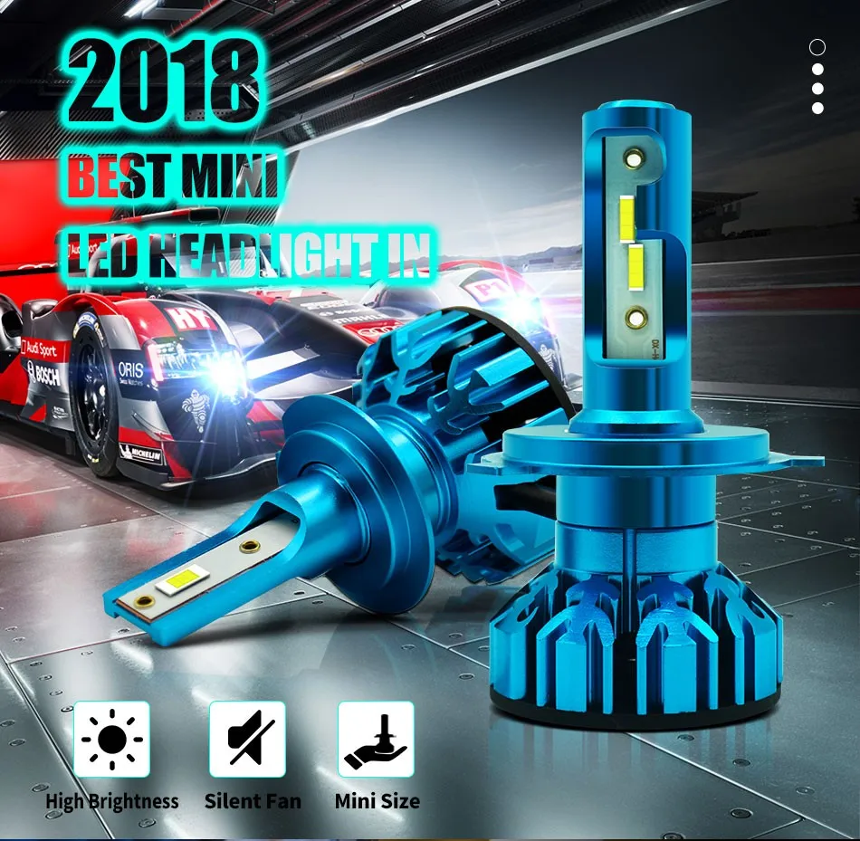 Из 2 предметов 10000LM/комплект 12 В H4 H1 H8 Led H7 6000 К 60 Вт мини Размеры бесшумный вентилятор H3 led 9006 Hb4 9005 Hb3 фары автомобиля лампочки для авто