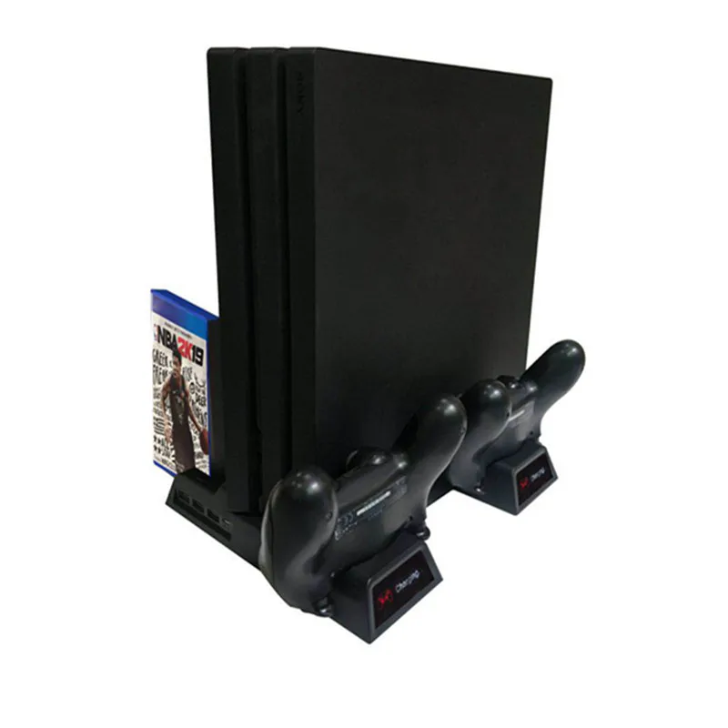 For PS4/ PS4 Slim/ Pro Cooler Vertical Cooling Stand Charger with LED Indicators Charging Docking Station Discs Storage | Электроника