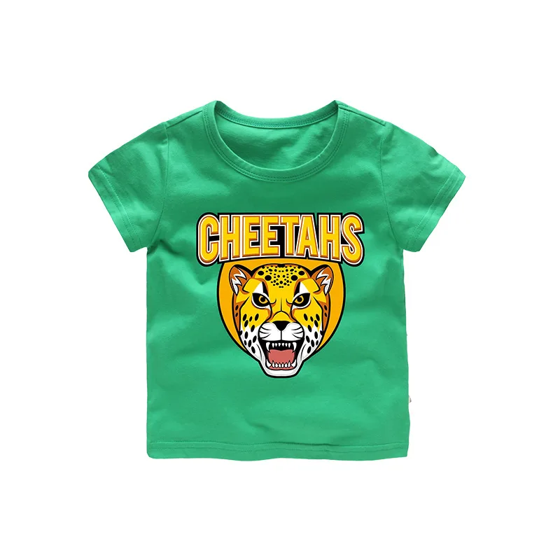 100% хлопок дети мультфильм короткий рукав футболки головы тигра Футболка с