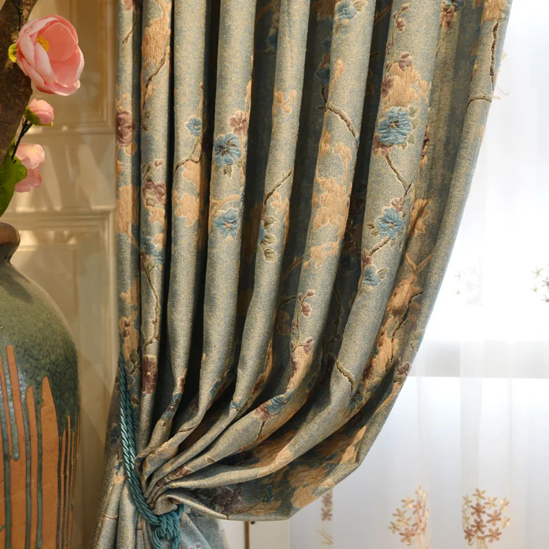 Роскошные роскошные дворцовые флокированные занавески на заказ для гостиной