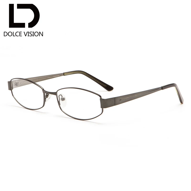 Женские овальные очки с овальным металлическим рецептом классические