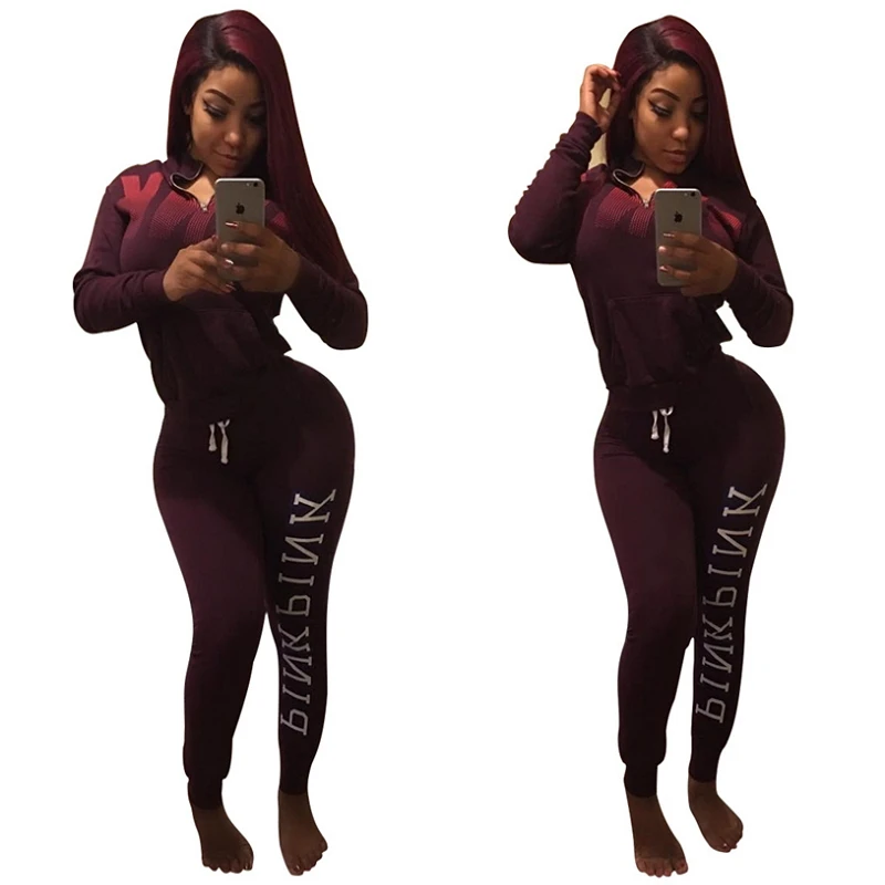2018 осенний пуловер на молнии спортивный костюм для Для женщин с буквенным