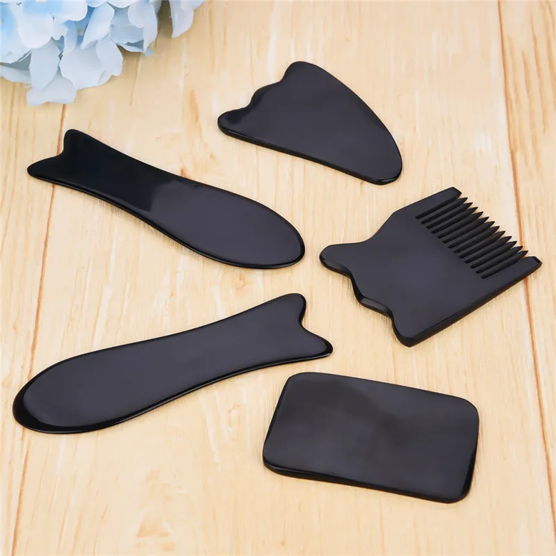Массажный инструмент Gua Sha 5 шт. натуральный массажер для тела с рожками скребок