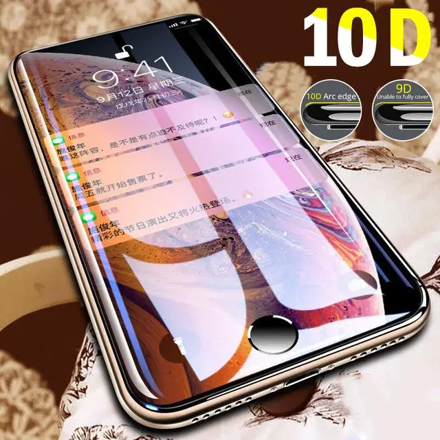 10D защита экрана Премиум Закаленное стекло для iPhone 5 6 4 8 X XS XR XSMax|Защитные стёкла и
