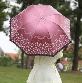 Женский летний зонтик 100% солнцезащитный UPF&gt50 + чистый 8 ребер черное покрытие