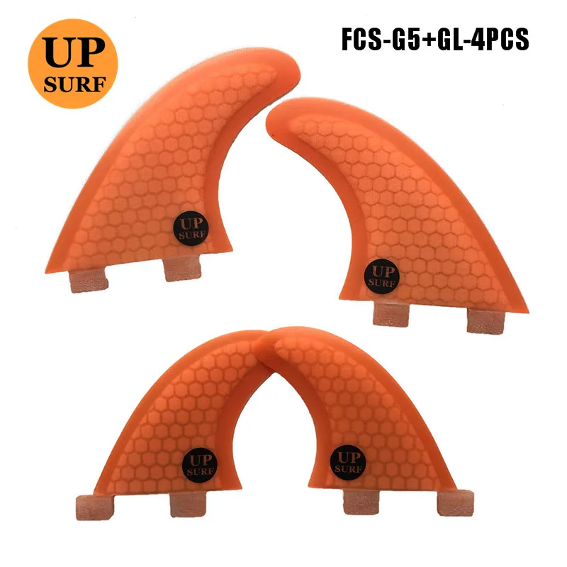 Surf FCS сотовый плавник оранжевый/синий доски для серфинга Quilhas G5 + GL Quad Fins