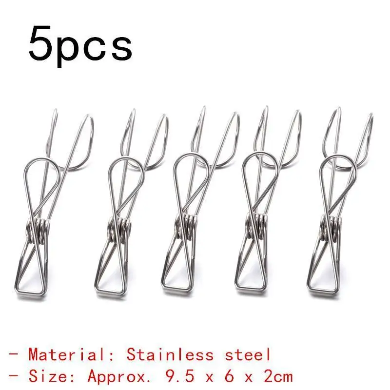 5pcs OUNONA из нержавеющей стали, вешалка для одежды, фото, бумаги, булавки, зажимы, бытовые зажимы, сушилка для белья, носки, зажимы, колышки - Цвет: 5pcs