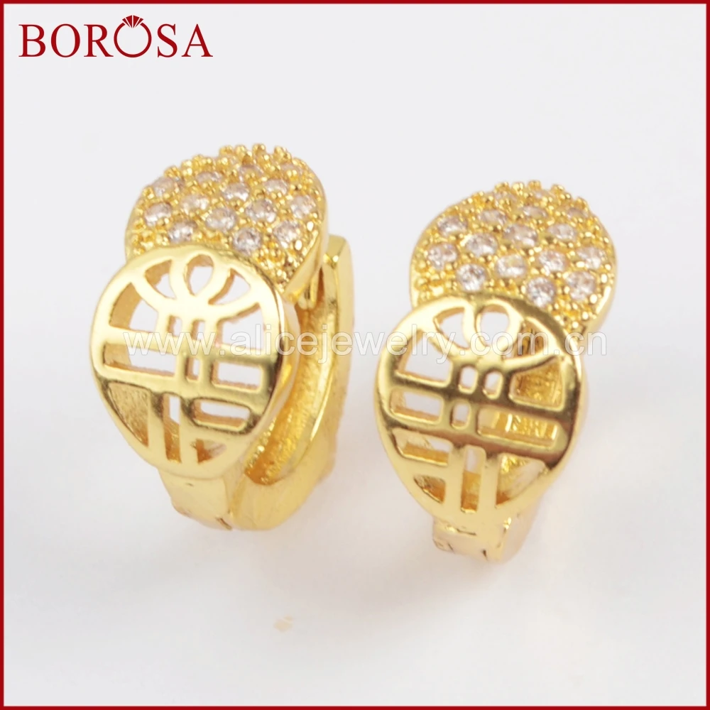 Borosa CZ Micro Циркон Проложить Серьги Для женщин jewelry золото/серебро Цвет Кристалл уха манжеты Серьги Jewelry Обручение партии wx703