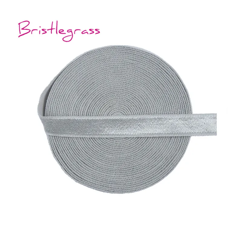 Light Silver BRISTLEGRASS 5 Ярд 3/" 10 мм твердые блестящие не откидные эластичные спандекс атласная лента бюстгальтер ремень платье с повязкой кружевной отделкой DIY шитье - Цвет: Light Silver