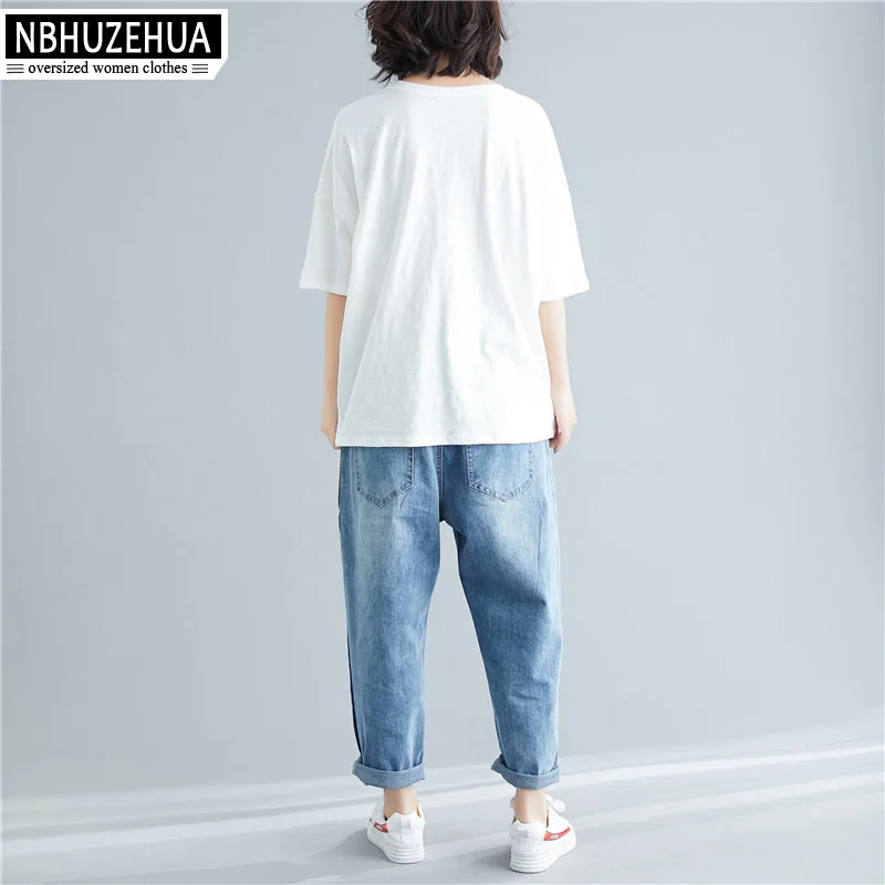 NBHUZEHUA коллекция 2019 летние футболки для женщин с принтом в виде надписей свободный