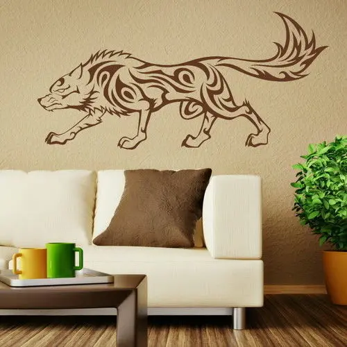 P117 Tribal Wolf Animal Vinyl Decal Art Stylish Ahesive Decor Sticker Wall Stickers Home Decoration Free Shipping |