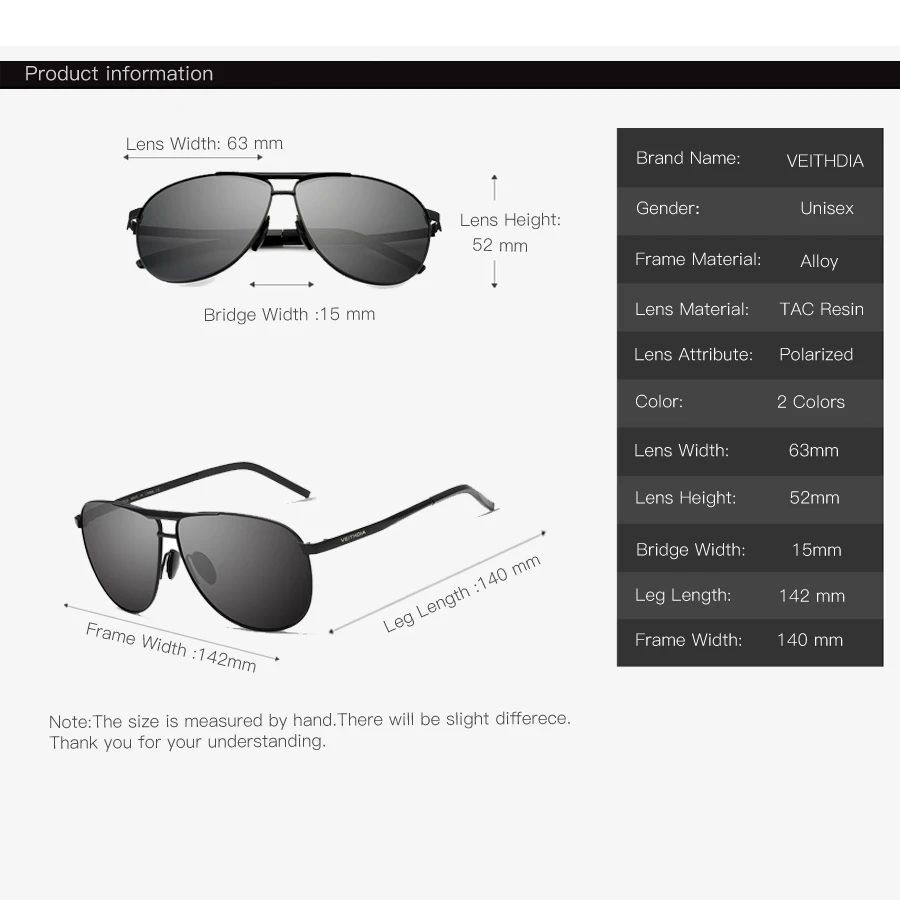 Veithdia 2019 Brand Designer Fashion Sunglasses Men's Polarized Mirror Sun Glasses Eyewear Accessorie For Men 3028 |
