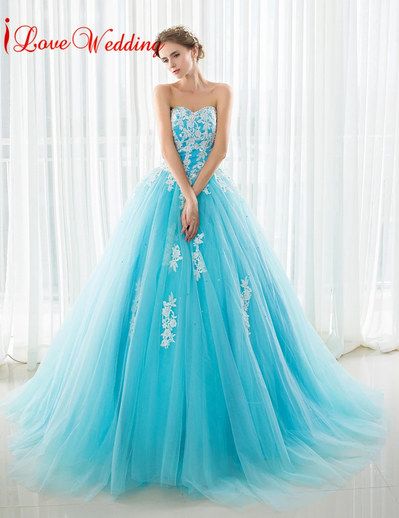 2017 новое поступление бальное платье голубого цвета тюлевые платья для
