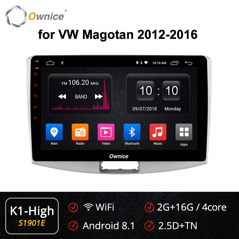 S1901 K1-High Ownice 8 ядерный Android 9,0 автомобильный Радио плеер gps k3 k5 k6 для Volkswagen CC Magotan Passat b7 2012 2013 DSP SPDIF - Цвет: S1901 K1-High