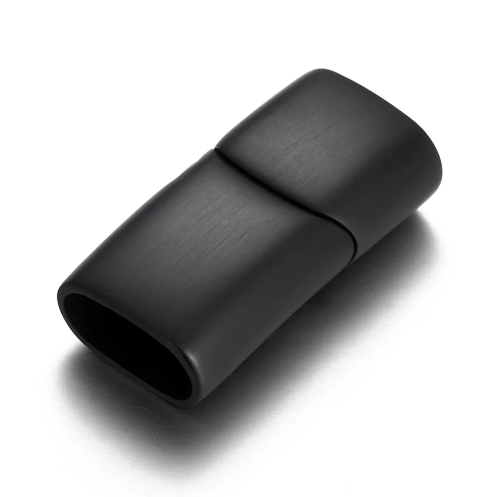 Black Brush Finish 2 комплекта магнитных застежек из нержавеющей стали 12*6 мм, браслет с отверстием, магнитная застежка, аксессуары для самостоятельного изготовления кожаных украшений - Цвет: Black Brush Finish