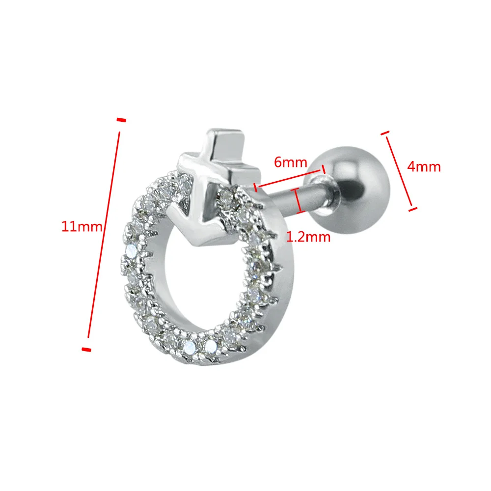 Женские круглые серьги гвоздики из нержавеющей стали с фианитом|round circle earrings|ear