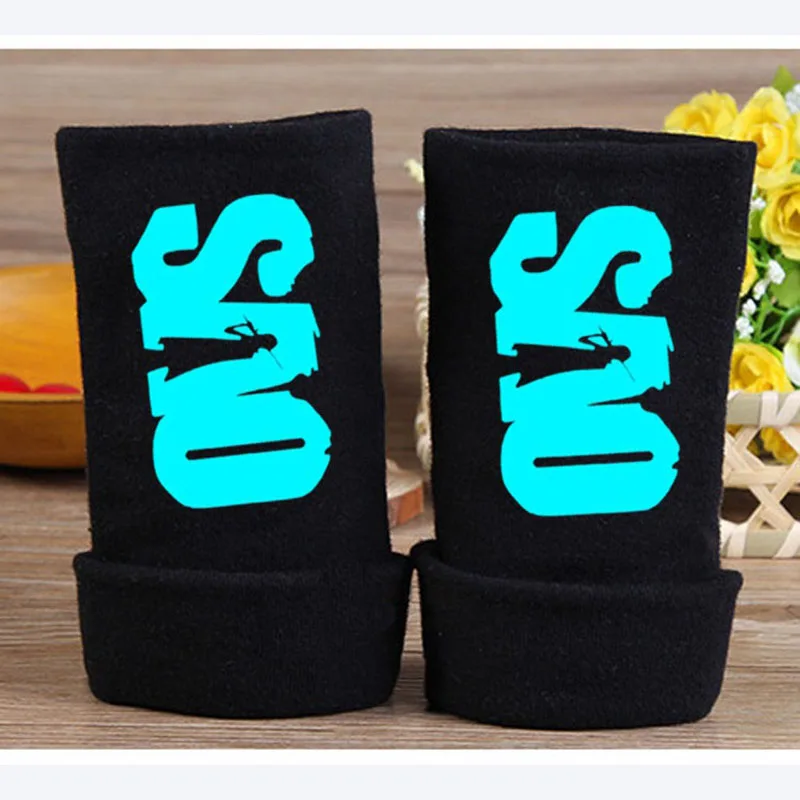 Перчатки-митенки унисекс черные с рисунком полупальцами | Аксессуары для одежды