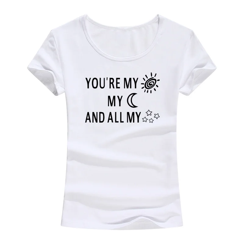 Футболка женская с принтом You Are My Sun Moon And All Stars хлопковая Повседневная смешная