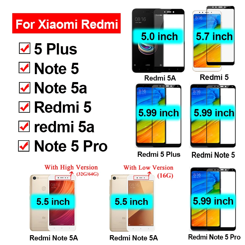 Защитное стекло для экрана ksiomi redmi note 5 xiaomi readmi 5a plus pro a5 note5 закаленное защитное xiomi