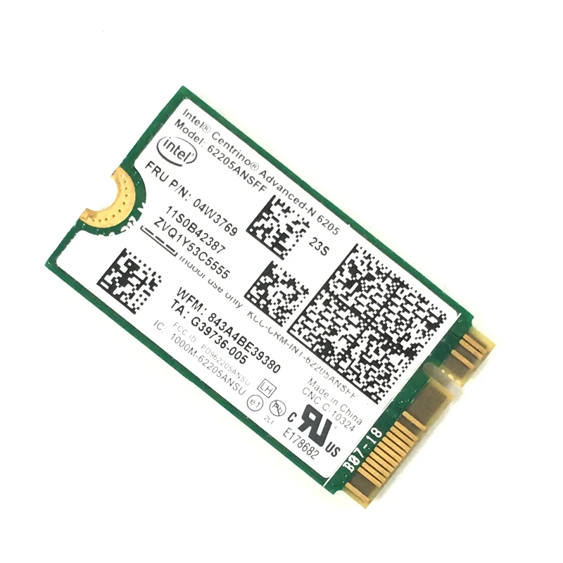 Оригинал для Lenovo Thinkpad x1 carbon 62205ANSFF N6205 62205AN SFF Wi-Fi карта Wlan сетевые карты 04W3769 NGFF M.2 6205