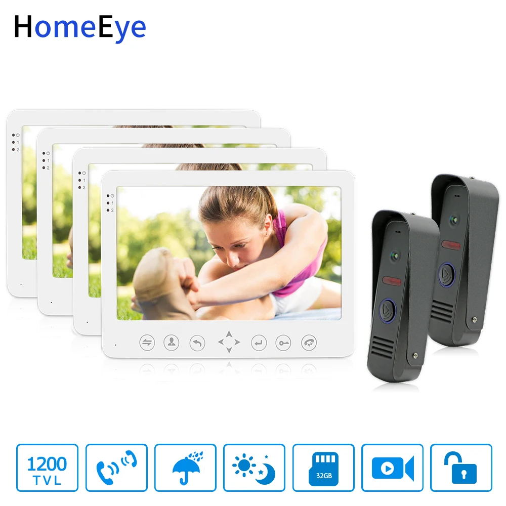 Видеодомофон HomeEye 7 дюймов дверной звонок детектор движения запись видео