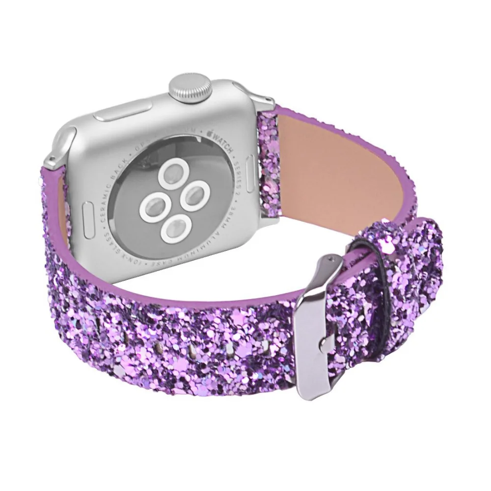 Кожаный ремешок для apple watch Band apple watch 5 4 3) 44 мм/40 мм, 42 мм, 38 мм, версия наручных часов iWatch, 5/4/3/2/1 Браслет bling Ремешок пояс