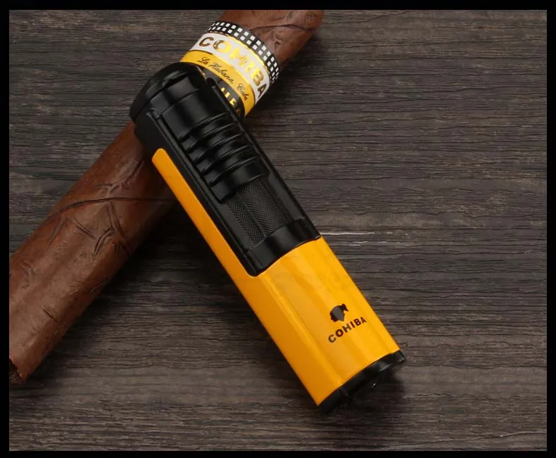 COHIBA 1 фонарь, зажигалка для сигар, металлическая мини Портативная многоразовая Бутановая газовая зажигалка, ветрозащитная сигаретная струйные зажигалки
