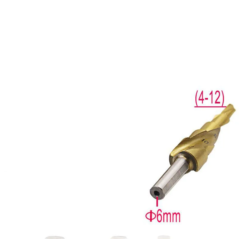 4-12 3 предмета одежды в комплекте, на возраст от 4 до 12 лет/20/32 мм HSS Спиральная рифленая центровочное сверло карбида вольфрама с покрытием Алюминий Мини-дрель аксессуары Титан шаг конус сверла - Цвет: 4-12