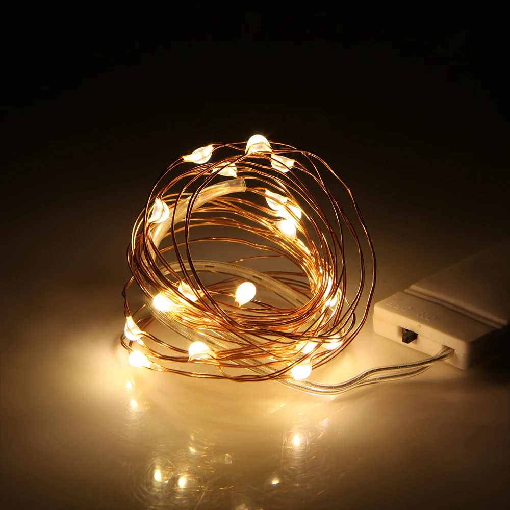 

20 LED Decorative String Lights Copper Wire Fairy Garland Lamp Christmas Wedding Home Party Decoration Powered By CR2032 Battery