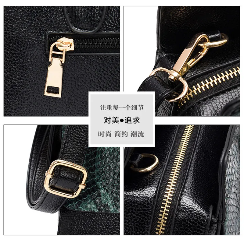 Fashion Serpentine Pattern Women Handbag Big Snake Skin PU Leather Crossbody Female Bag Brown Green Sac Femme Large Shoulder Bag