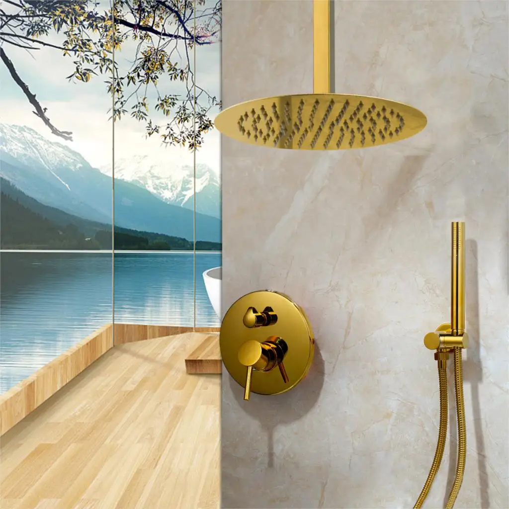 Shower Set 02 KEMAIDI матовый золотой Твердый латунный душевой набор для ванной душ насадка для душа смеситель для душа Ciling& настенный душевой смеситель набор - Цвет: Shower Set 02