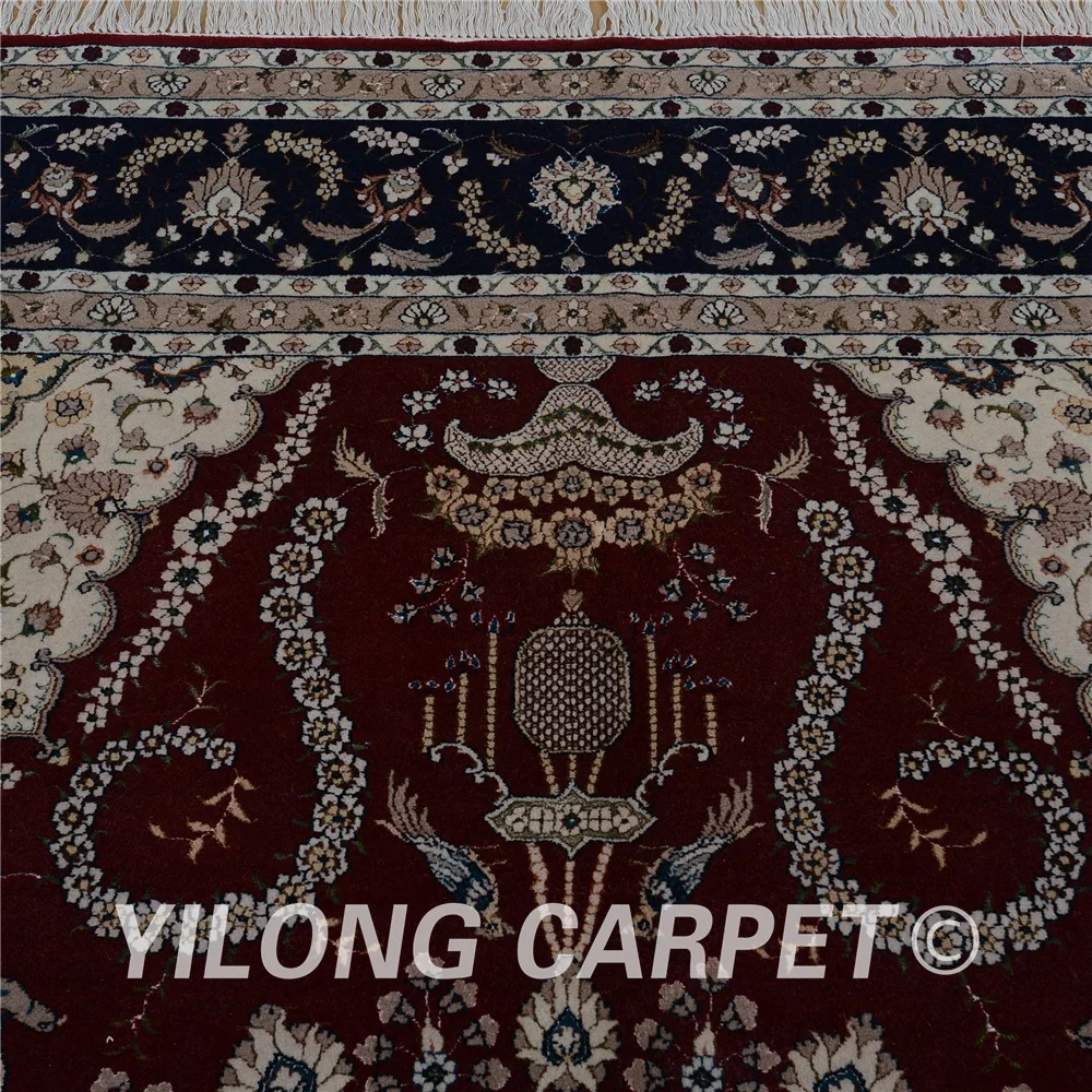 Yilong 8 'x 10' Античный коврик Тебриз красная шерсть искусственная шелк турецкие
