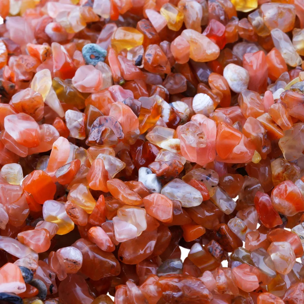 

TUMBEELLUWA Carnelian Tumbled Chips Stone Irregular Shaped Drilled Loose Beads Strand for Jewelry Making 33 inches