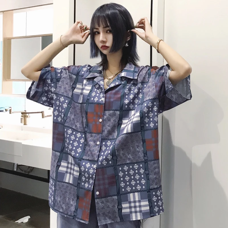 Women's Shirts Ulzzang Japanese Kawaii Ladies Vintage Casual Printed Loose Shirt Female Korean Harajuku Cute Clothes For Women |