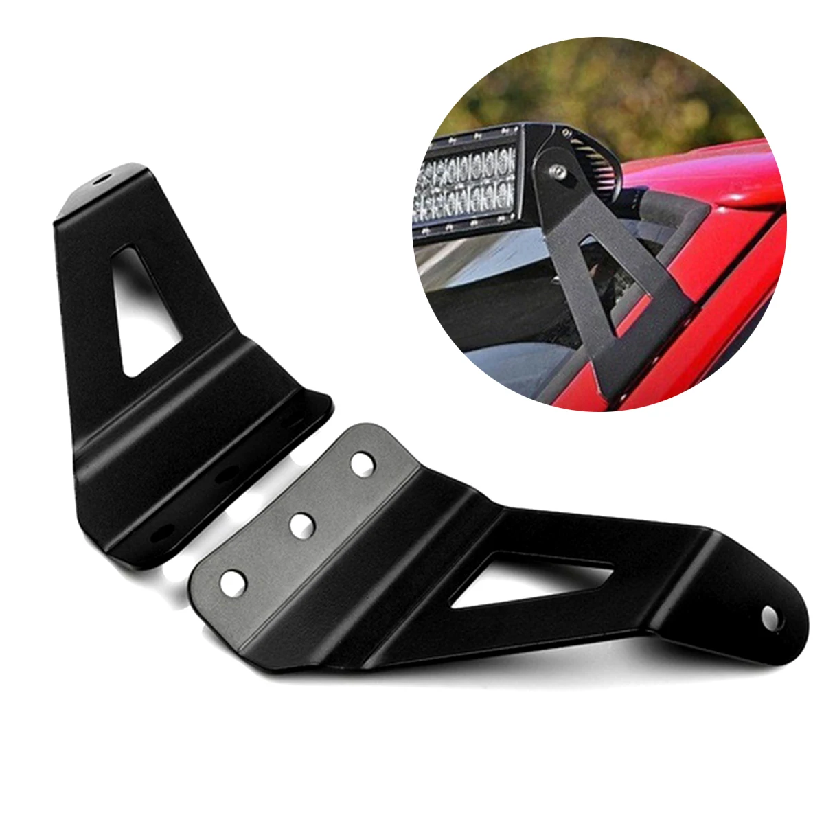 

2 pcs Black Aluminum Windshield Roof LED Work Light Bar Mounting Brackets For GMC 50Inch Chevrolet Curved Led Bar