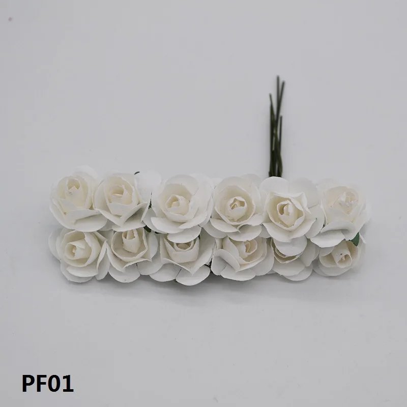 PF01 72 шт./лот, 2 см, мини бумажный цветок, искусственные розы, свадебный букет, венок, домашний декор для свадебной вечеринки, принадлежности для скрапбукинга - Цвет: PF01