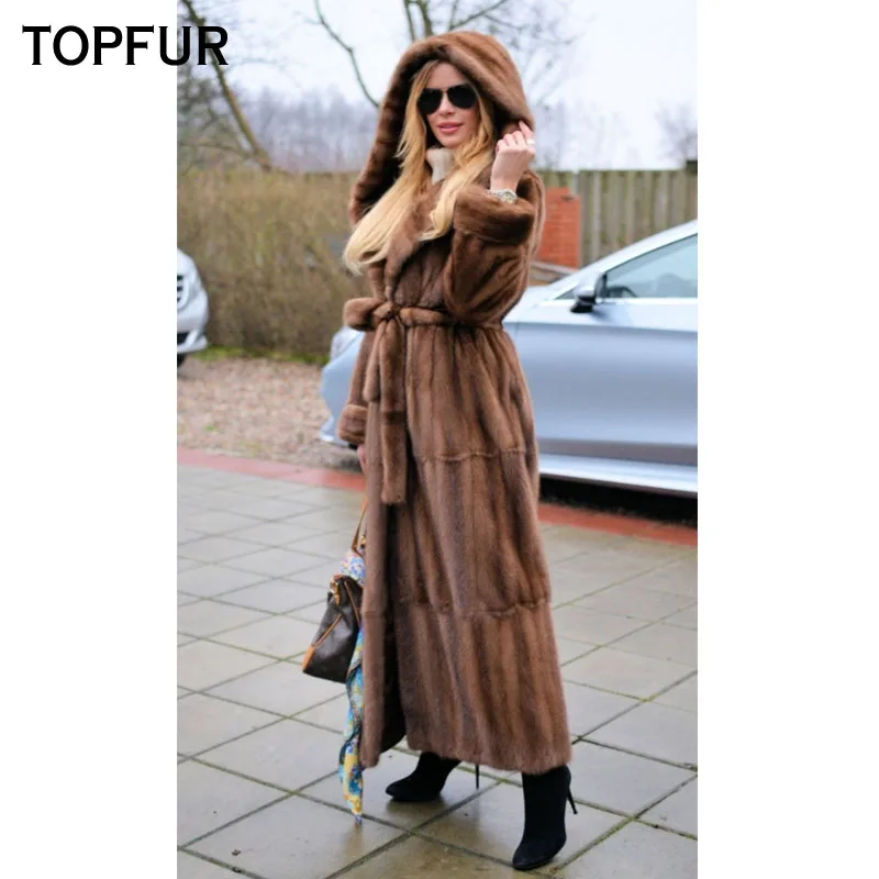 TOPFUR More Style New Real Fur Coat Women Long Mink Fur Coats Luxury Winter Fashion Warm Mink Fur Customizable Jacket long coat